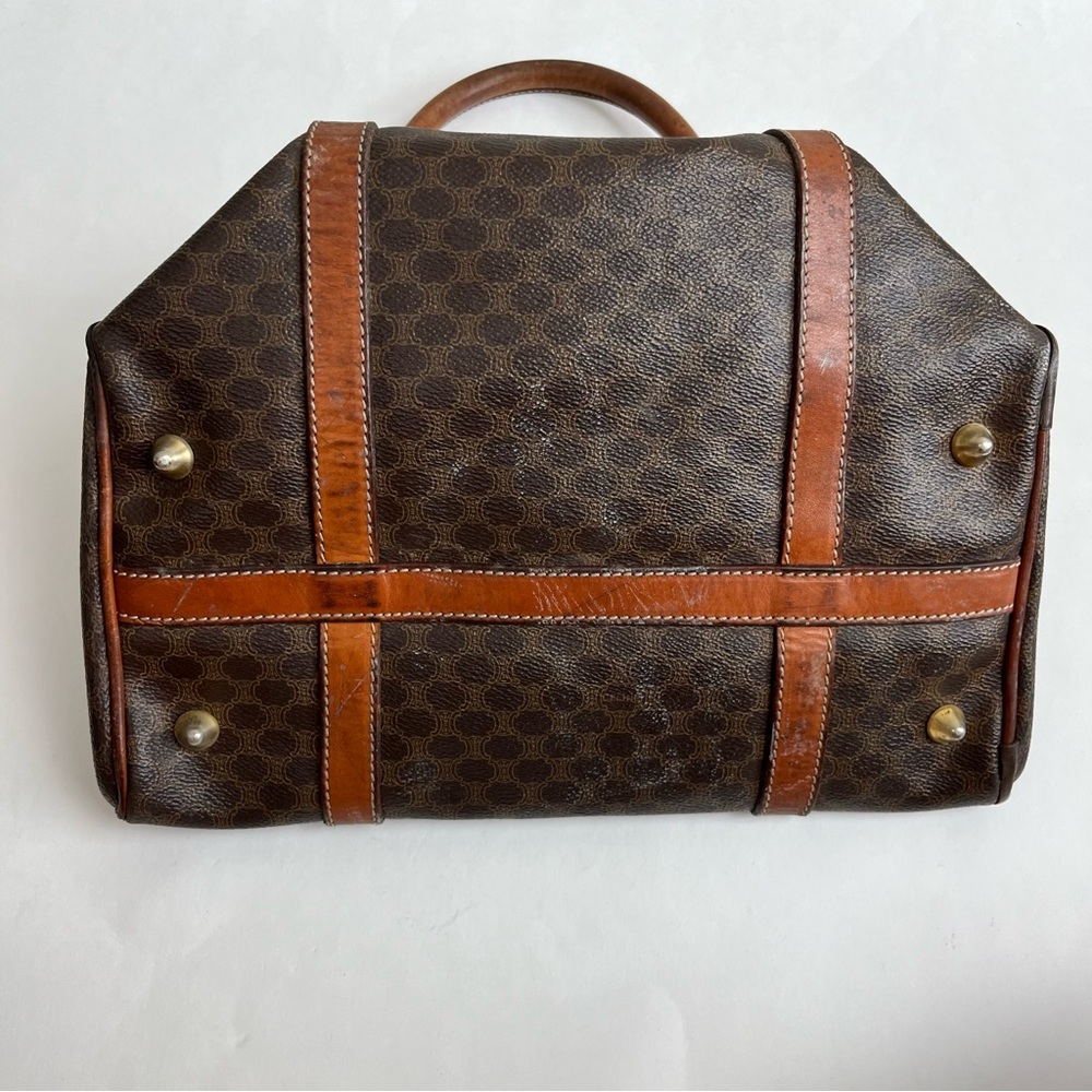 CELINE Macadam Canvas Boston Bag PVC Leather Vintage Purse Handbag - Picture 11 of 16